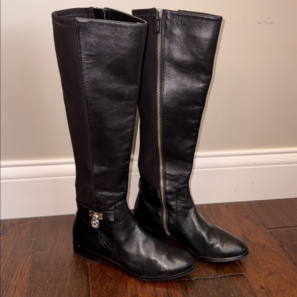 Michael Kors Ryan Tall Black Leather Riding Boots sz 5.5